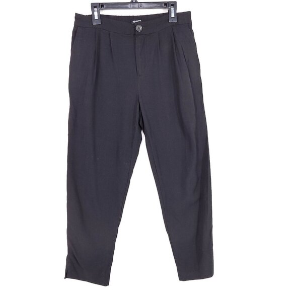 Madewell Pleated Taper Leg Pants Black Size XS Trousers Pockets Preppy Workwear - Picture 1 of 14